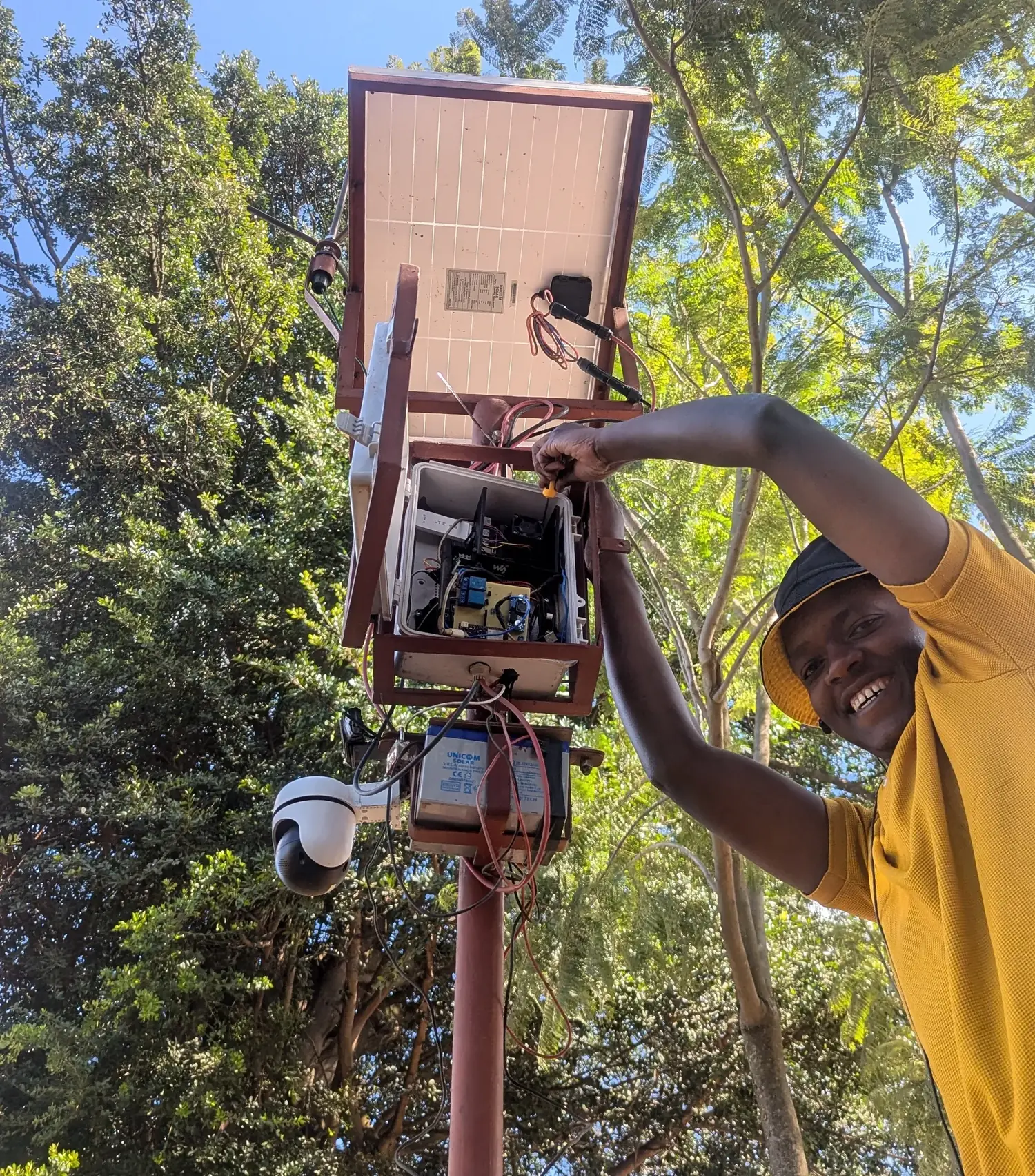 A Vortan engineer installing a field vision unit