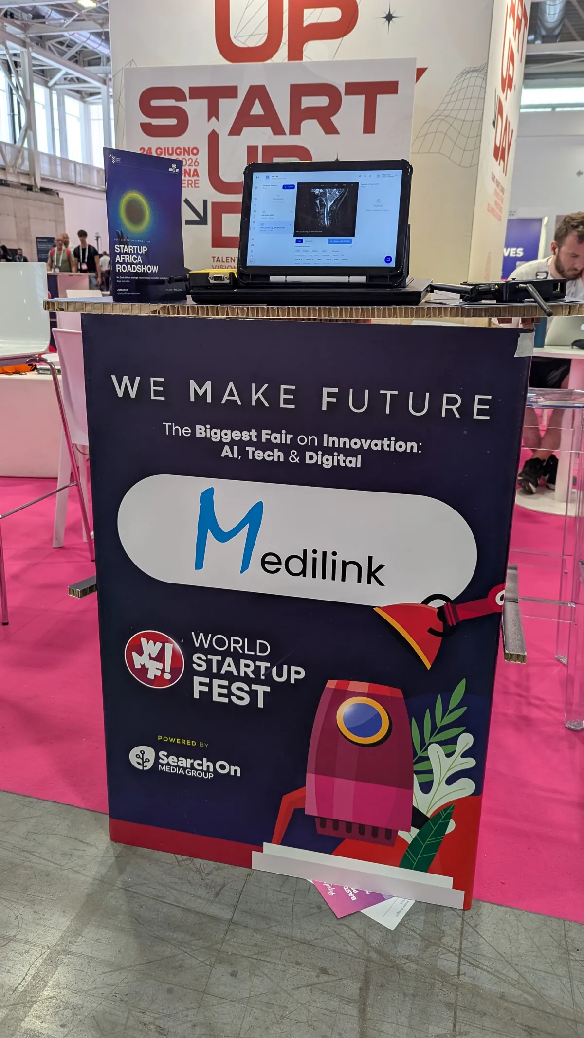 Live MediLink demo at the World Startup Fest stand